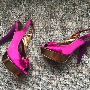 Very well used satin pink heels